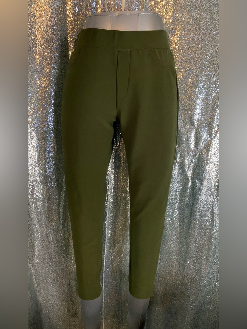 Maze Collection Olive Green Stretch Pull-On Jegging Pants Petite M